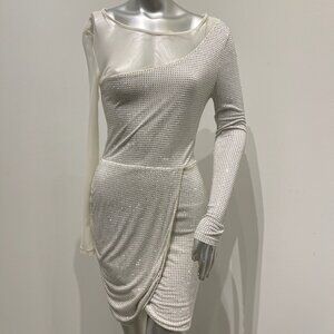 Sheri Bodell White Sequin Long Sleeve Dress